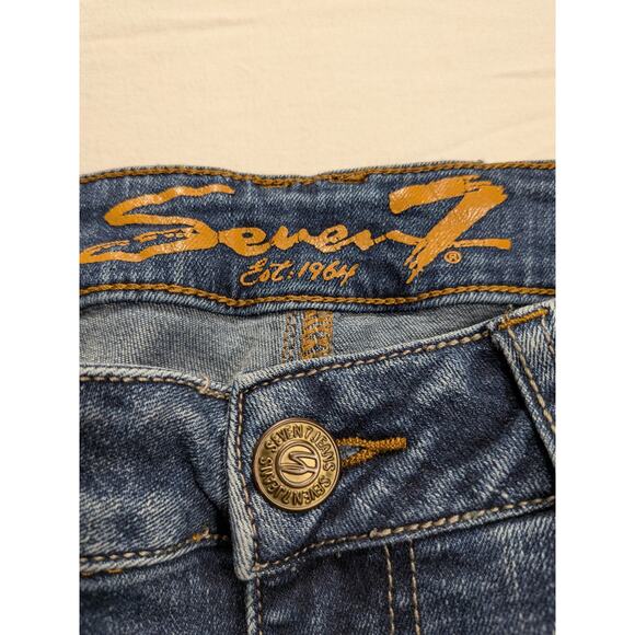 Seven 7 Jeans Womens 10 Medium Wash Denim Bootcut Low-rise Stud Pocket Y2k Rodeo - Picture 6 of 11
